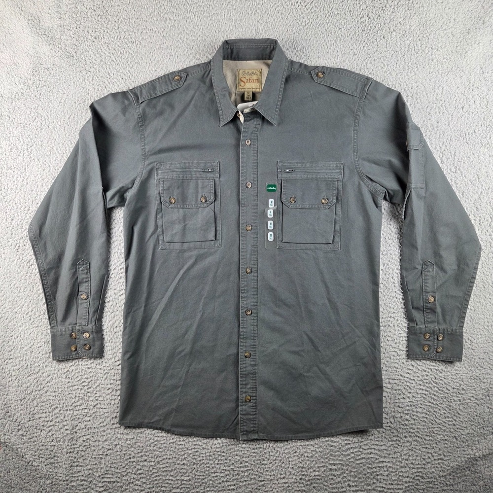Cabela's Serengeti Safari Series Shirt Mens M Tall Long Sleeve Button Up Gray